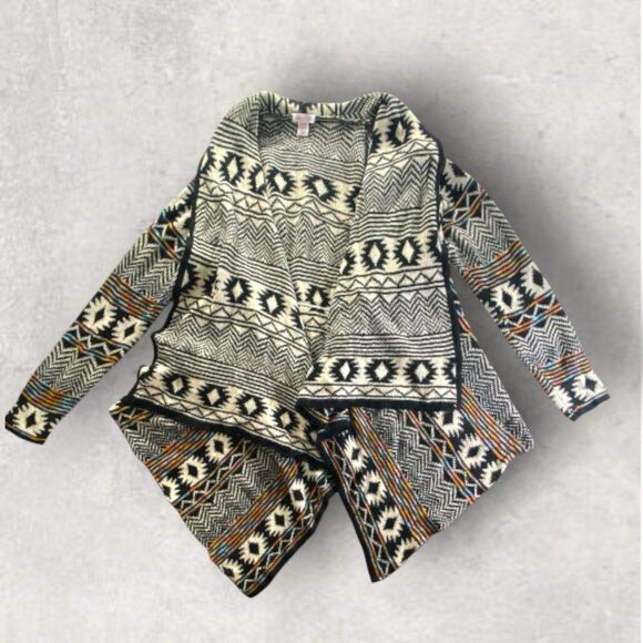 Xhilaration Open Front Aztec Sweater Waterfall Cardigan Tribal Size XL/XXL - Picture 1 of 11